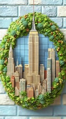 3D wreath with NYC skyline