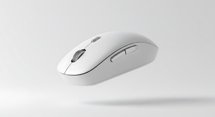 White Computer Mouse Floating on Light Background