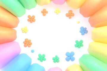 Fototapeta premium 3D cartoon kaleidoscope pattern with fractal symmetry and glass colors, ultra-high-definition design with detailed elements on a white background, perfect for abstract and geometric art lovers.