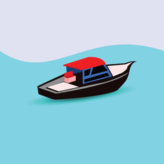 Speed Boat Vector Illustration – High Detail Modern Motorboat on Water