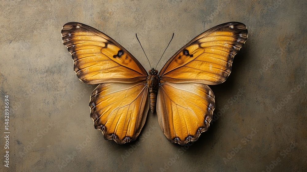 Poster close-up view of a delicate butterfly resting on a textured surface.