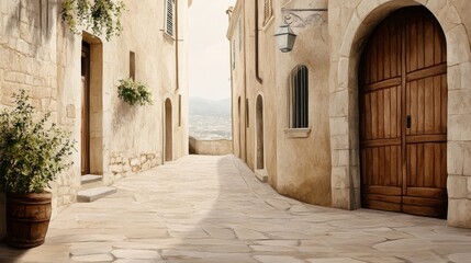 Obraz premium Exploring italy's old town a beautiful painting of architecture for your holiday vacation viewpoint