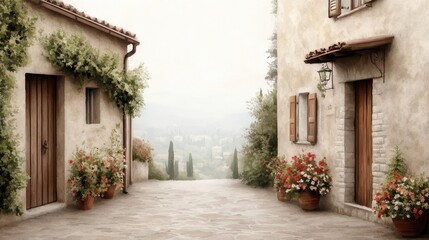 Fototapeta premium Charming old town architecture painting in italy scenic viewpoint for holiday vacation inspiration
