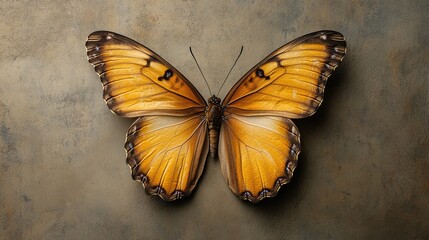 Close-up view of a delicate butterfly resting on a textured surface.