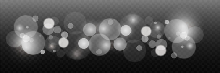 White bokeh on transparent background. Magic blur png.Vector.EPS 10.