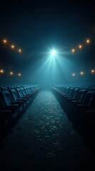 Dimly lit theater showcases empty seats awaiting the audience in a nostalgic ambiance