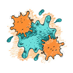 Obraz premium Teal and orange grunge ink splash with texture