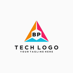 BP Initials Tech Logo Vector Art  Icons  and Graphics