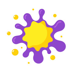 Fototapeta premium Yellow splash with purple outline in playful style