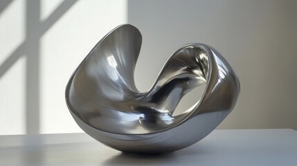Abstract Polished Metal Sculpture: A Study in Form and Light
