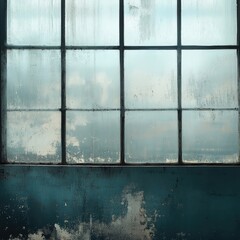 Dusty industrial window.  Misty view outside