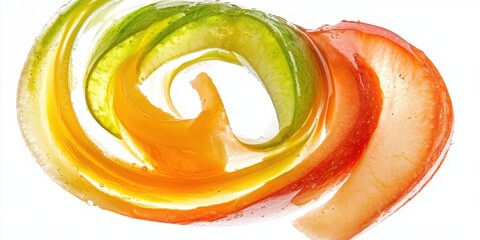 cut fruit swirl isolated with white background