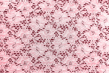 background pink floral lace. openwork embroidery with flowers
