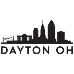 Fototapeta premium Dayton skyline silhouette. Black Dayton, OH city design Vector black silhouette. with white background