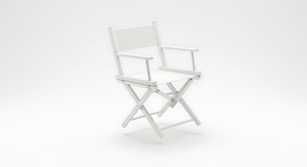 Isolated White Director's Chair Simple Studio Shot