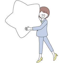 星型フレームを持つスーツの女性のイラスト