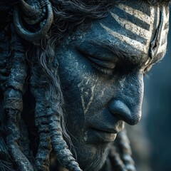 Celestial lord shiva in meditation a stunning sculpture set in a tranquil serene landscape