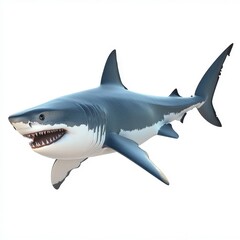 Fototapeta premium Realistic Illustration of Great White Shark Swimming in Ocean Depths