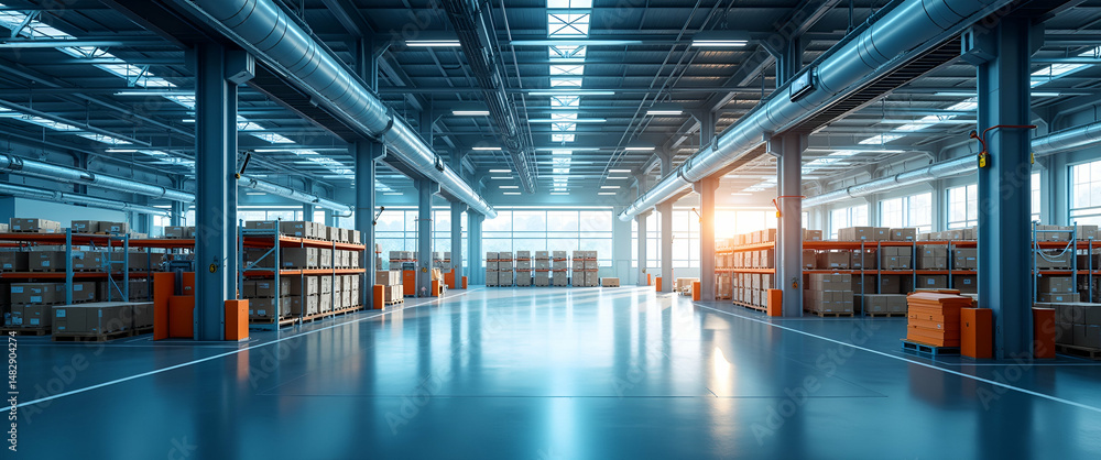 Poster futuristic robotic warehouse management wallpaper: high-quality digital illustrations of automated i