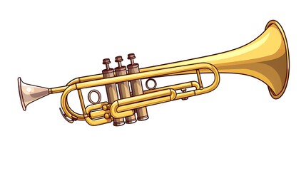 Obraz premium Cartoon Vector Illustration of a Trumpet for Creative Projects and Designs