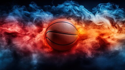 Fototapeta premium Basketball in dramatic smoky background