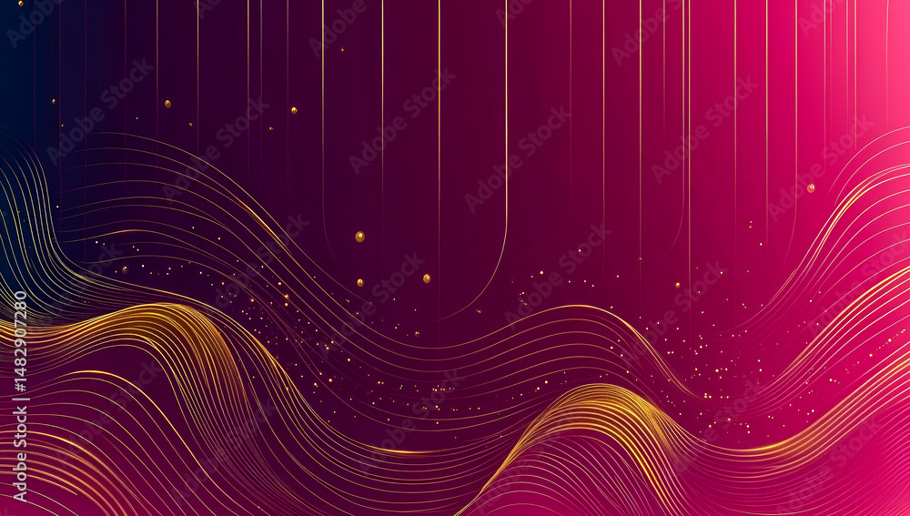 Poster elegant abstract wavy background design with gold lines and a luxurious gradient of colors