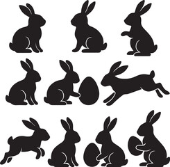 Easter Bunny Silhouettes Collection.eps