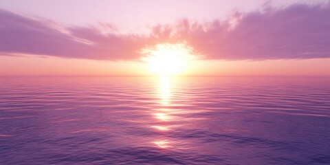 Fototapeta premium Serene Sunset Over Calm Ocean Water with Soft Purple Reflection