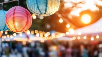 Obraz premium Colorful paper lanterns at a festival