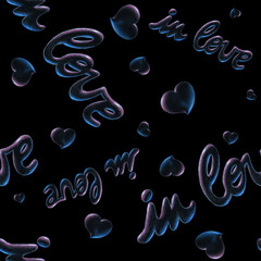 illustration of pattern of lettering on a black background