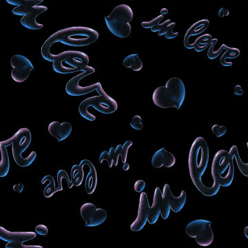 illustration of pattern of lettering on a black background