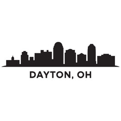 Naklejka premium Dayton skyline silhouette. Black Dayton, OH city design Vector black silhouette. with white background