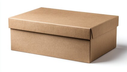 Brown Cardboard Box on White Background