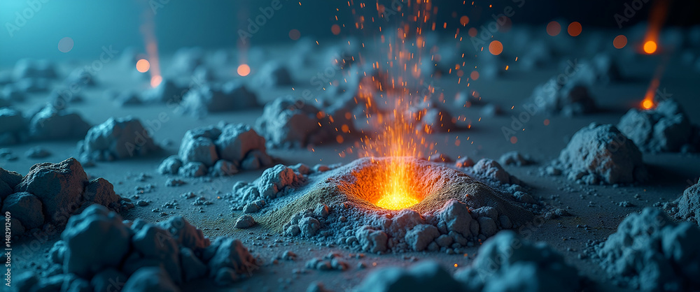 Poster exhibit refined visuals of an earthquake disaster simulation that demonstrate realistic crisis scena