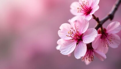 Fototapeta premium Delicate pink sakura blossoms, full bloom, soft petals , tree, cherry blossom pattern, spring