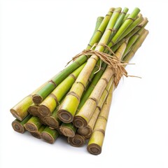 Fototapeta premium Fresh Green Bamboo Sticks Bundled Together for Natural Decor