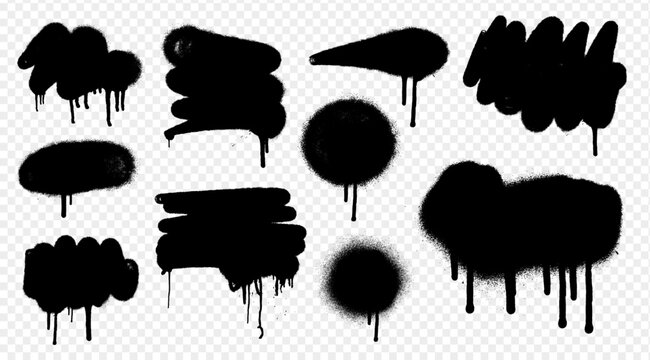 Graffiti background spots with graffiti paint, a set of different elements