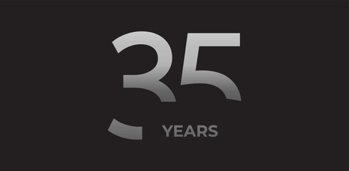 Obraz premium 35 years milestone branding, anniversary logo in gradient metallic, evokes legacy, strength, excellence. Modern event design, brand legacy celebrations, institutional heritage. Vector illustration.