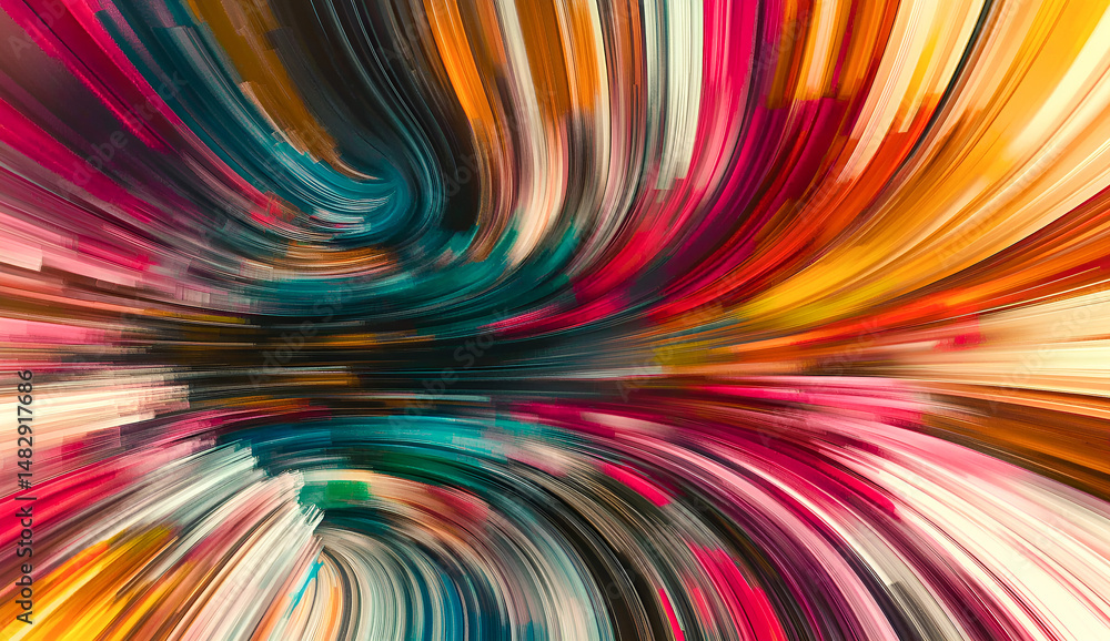 Poster abstract fluid art composition displaying vibrant colors and dynamic swirls across the image