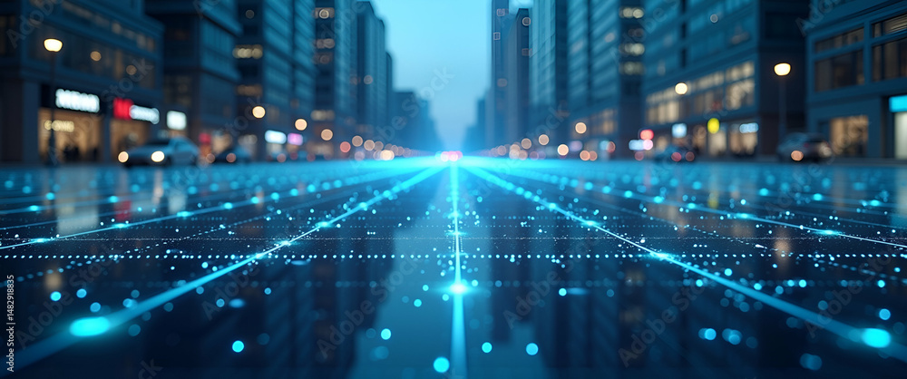 Poster modern 5g network deployment captured in a photo stock image emphasizing strategic installation robu
