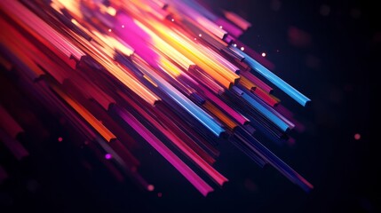 Colorful Abstract Lines with Dynamic Movement on Dark Background