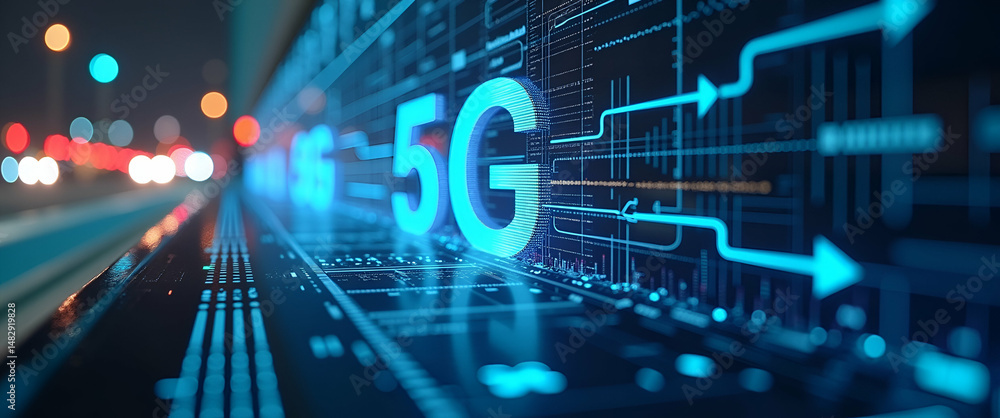 Poster modern 5g network deployment: captivating stock image showcasing strategic installation of robust in