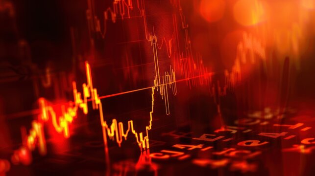 Dramatic illustration depicting a downward trend in the stock market, illustrated with sharp red lines