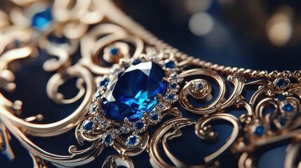 Elegant royal jewelry showcasing intricate scrollwork and the radiant shine of gemstones in a captivating close-up display