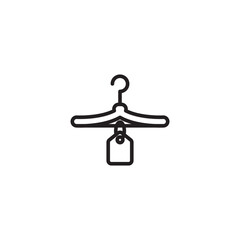 A clothes hanger with a tag hanging from it, suggesting shopping, retail, or clothing.