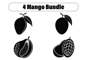 Four Mango Illustrations Bundle of Black and White Mango Designs © Stromlab-3