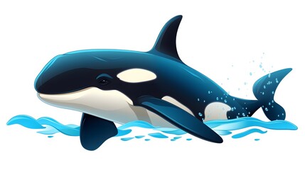 Obraz premium Cute Orca Cartoon Vector Illustration on White Background for Children's Book Covers