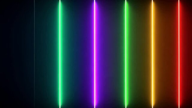 Vibrant Rainbow Neon Lights Background