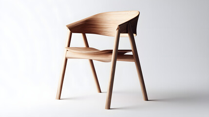 A wooden chair with a curved back