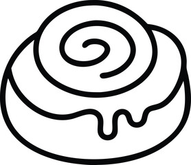 Line Art Icon of a Delicious Cinnamon Roll with Swirl